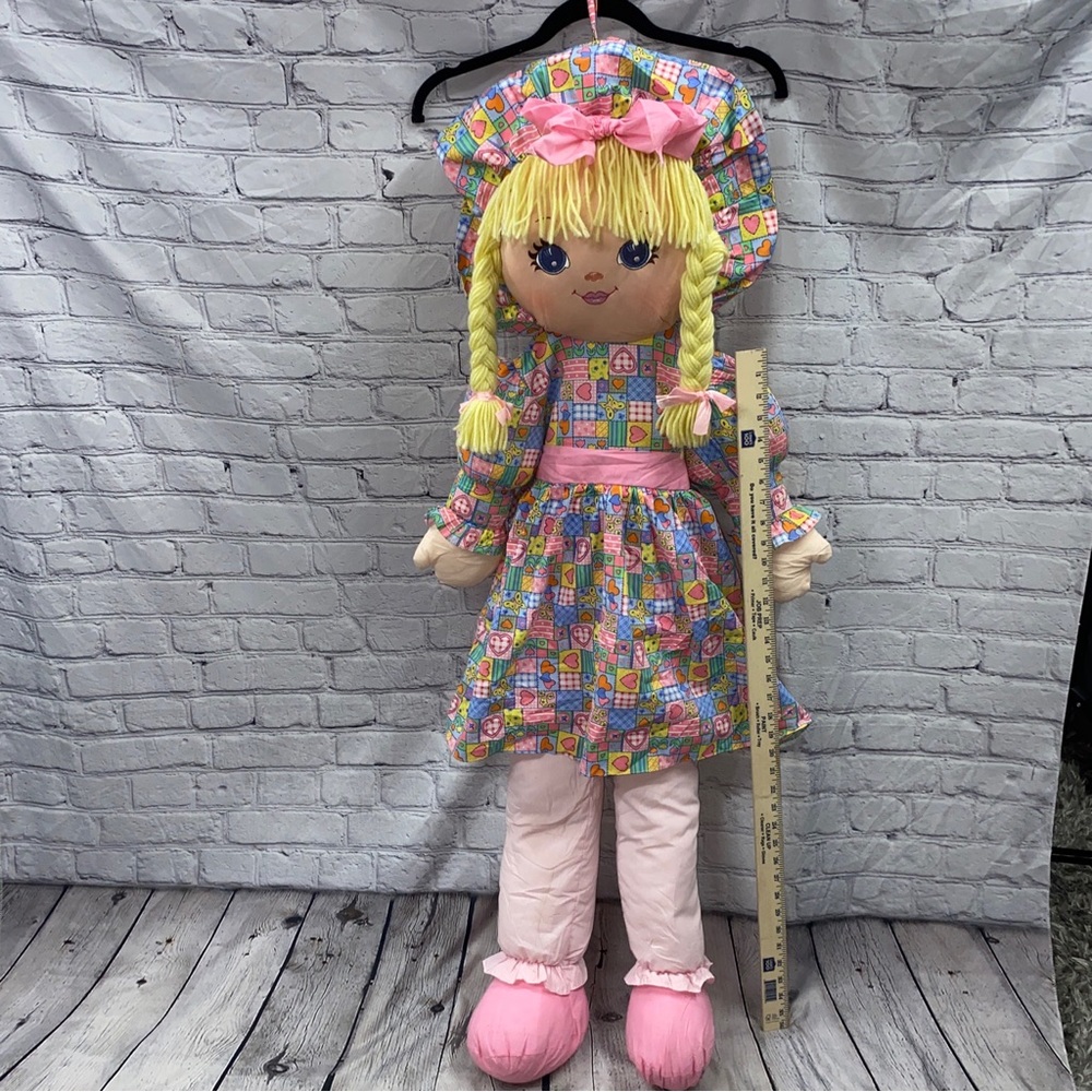 Sweetie Mine Huge 48" Life Size Plush Rag Doll 4ft Tall 1995 Stuffed Yarn Hair